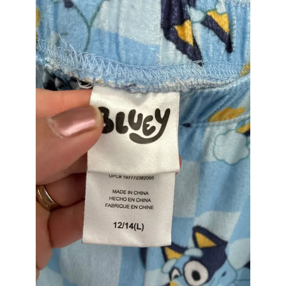 Bluey Cartoon Bandit Blue Elastic Waist Lounge Pants Women's L 12/14